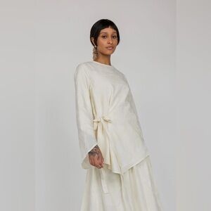 vela scarves textured tie front top